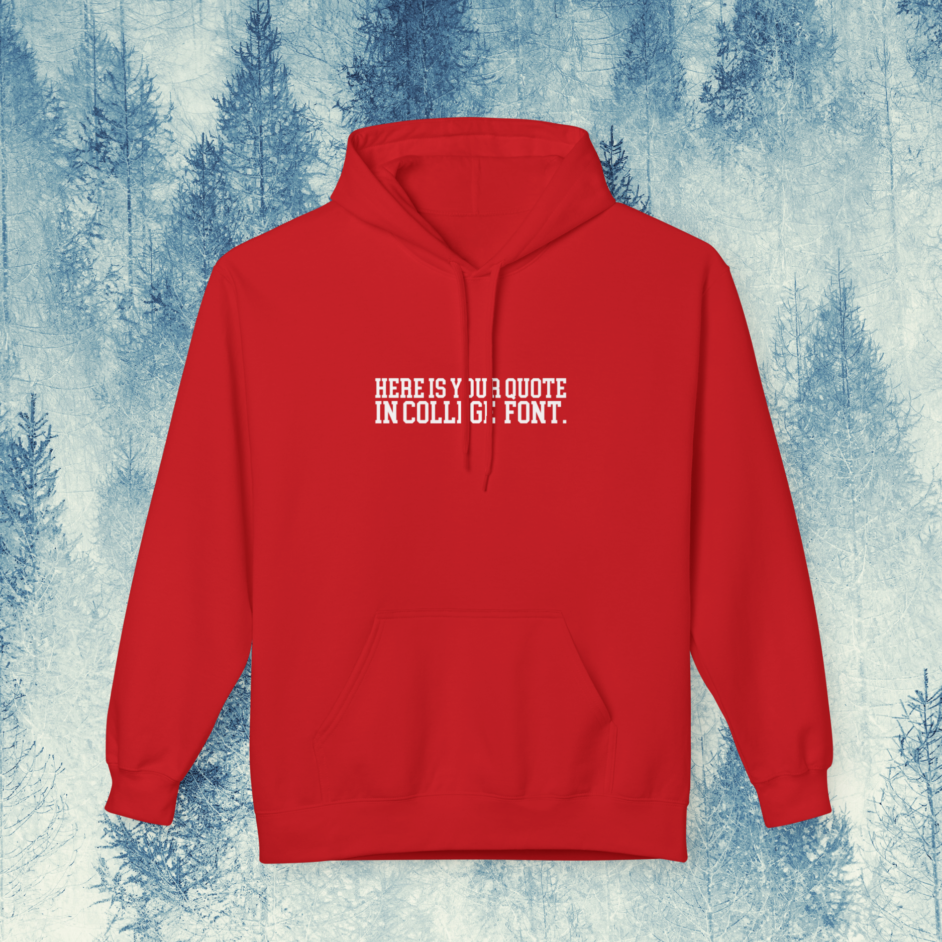 Red Fleece Hoodie with customized printing options college font style