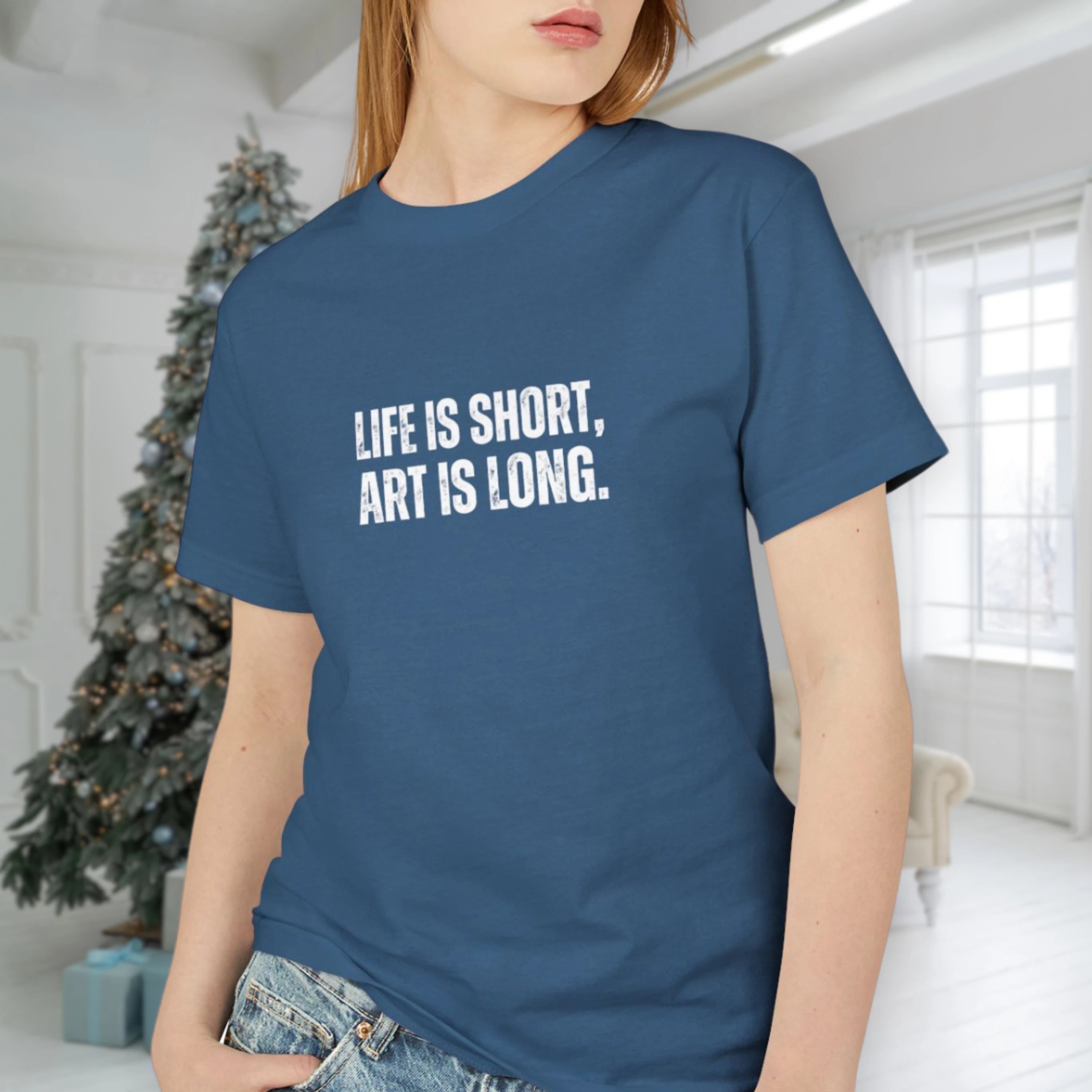 life is short art is long vintage unisex tshirt navy