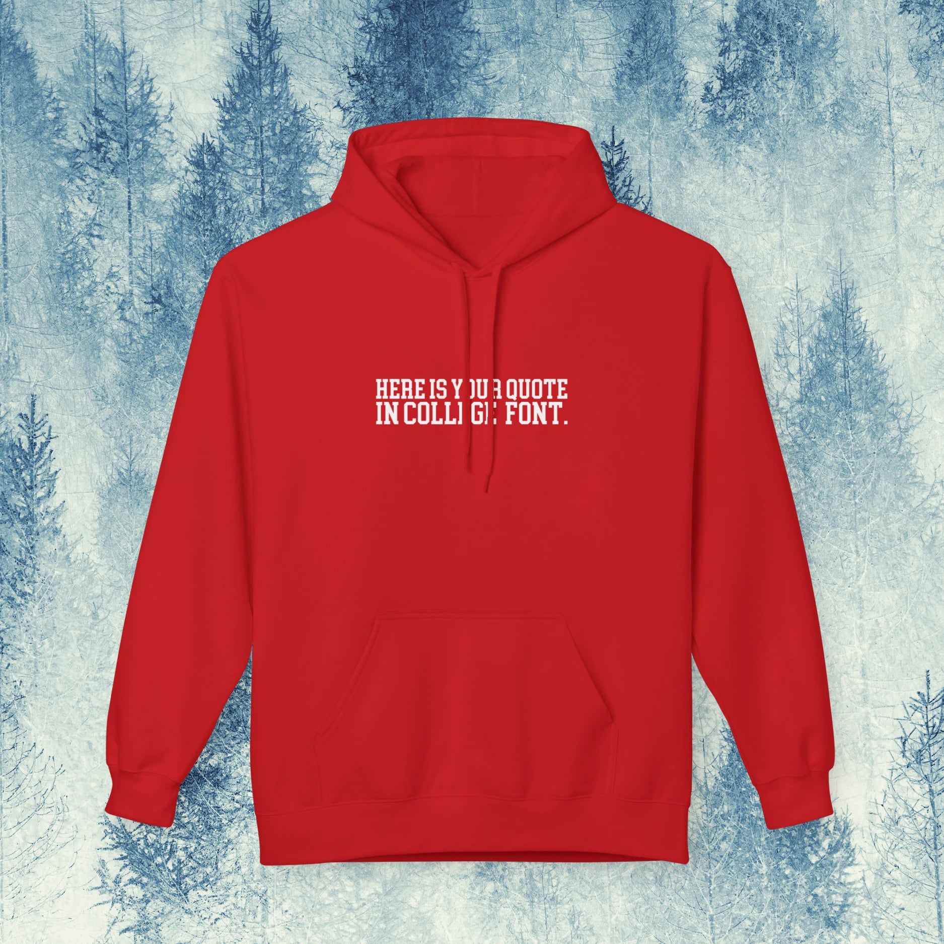 Red hoodie with custom option to change the text