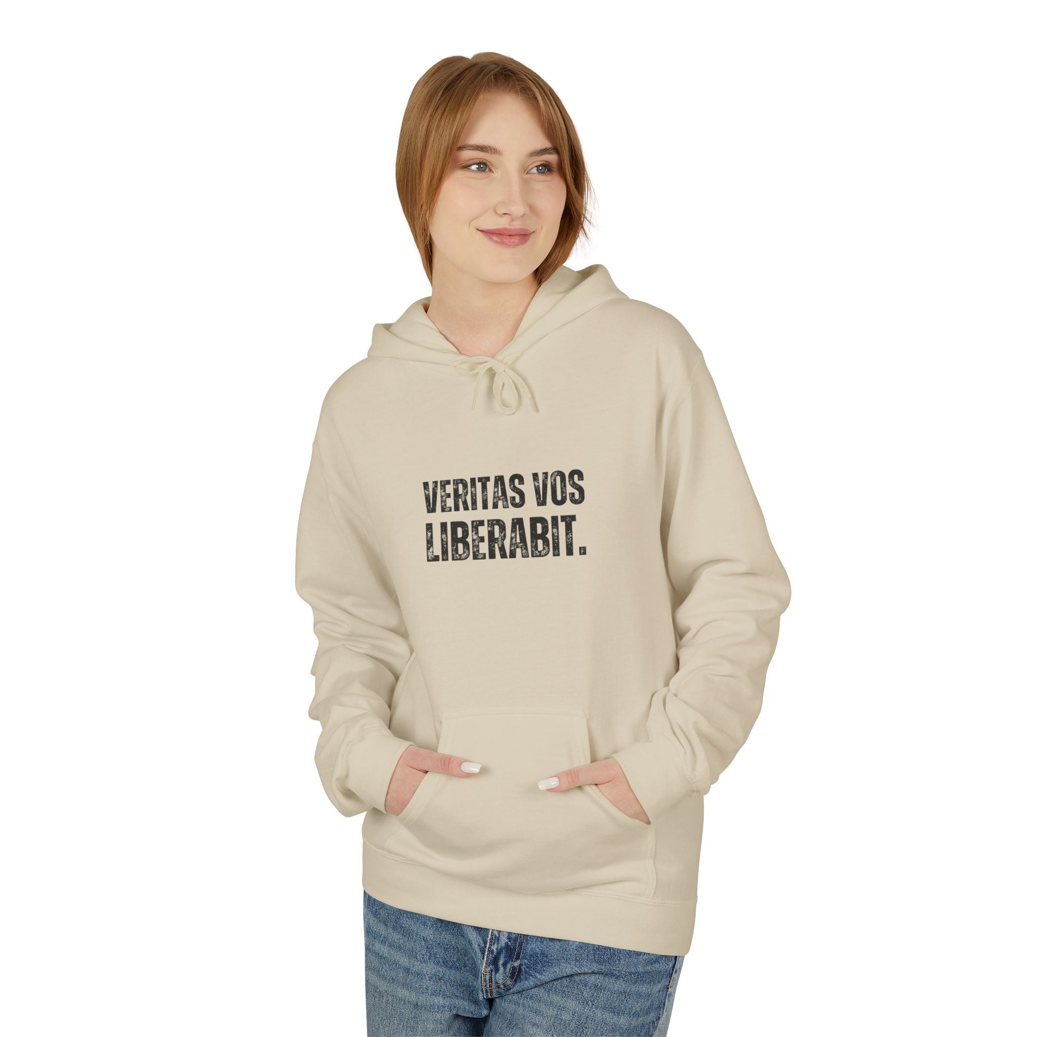 Ancient Quotes Fleece Hoodie | Veritas Vos Liberabit - Mythos Design