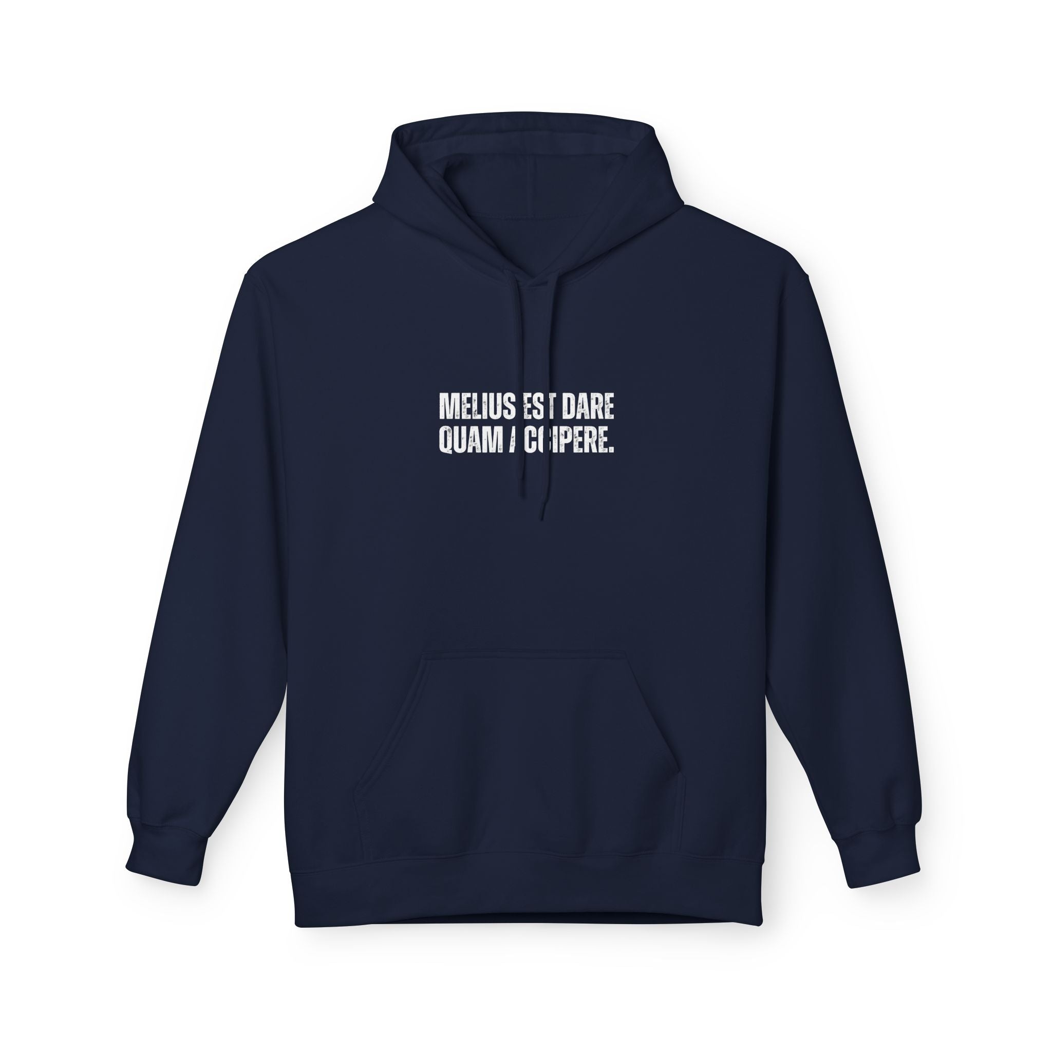 Ancient Quotes Fleece Hoodie | Melius Est Dare Quam Accipere - Mythos Design