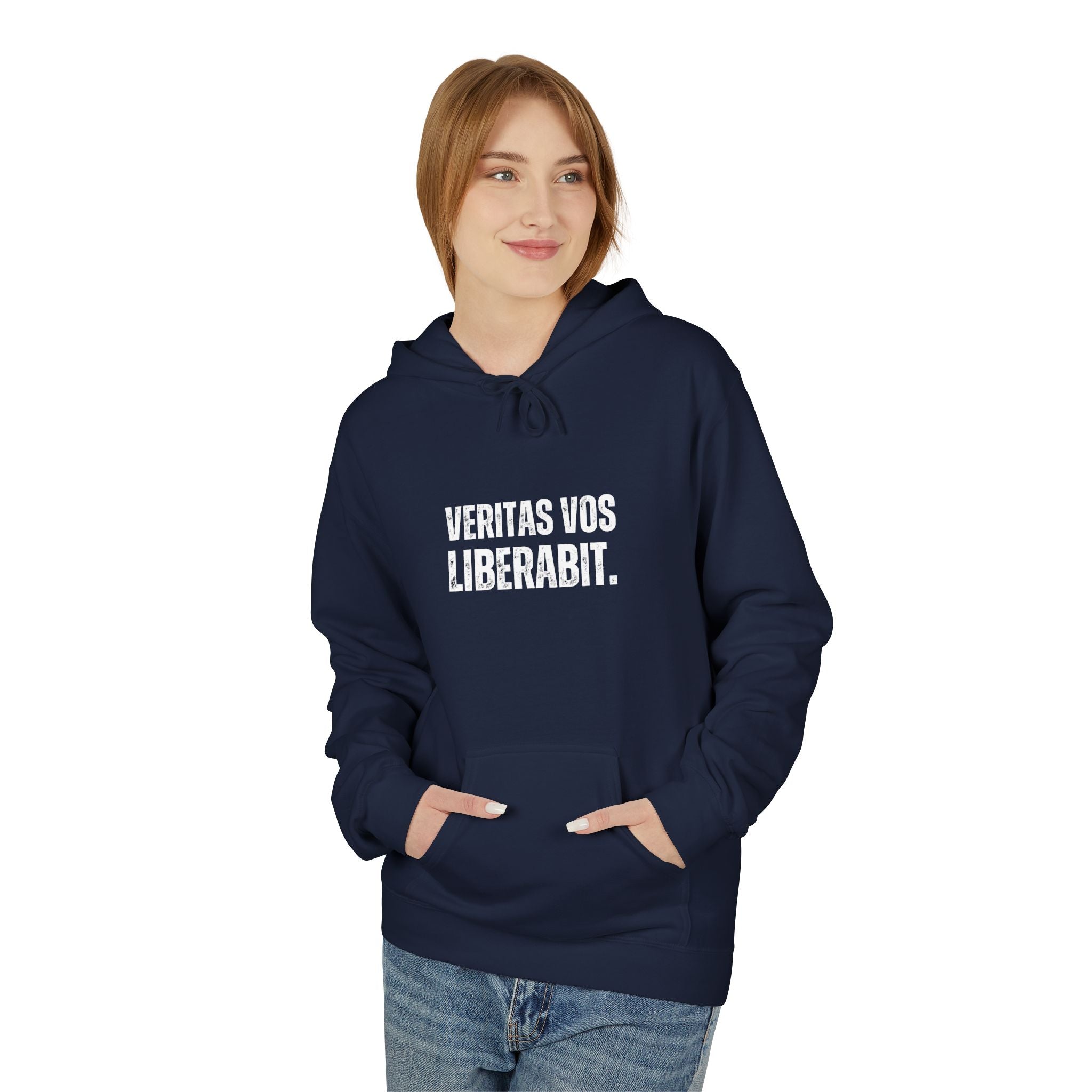 Ancient Quotes Fleece Hoodie | Veritas Vos Liberabit - Mythos Design