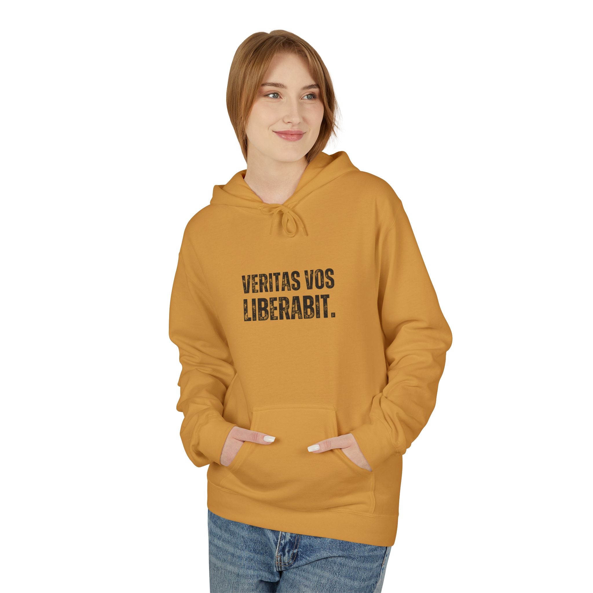 Ancient Quotes Fleece Hoodie | Veritas Vos Liberabit - Mythos Design