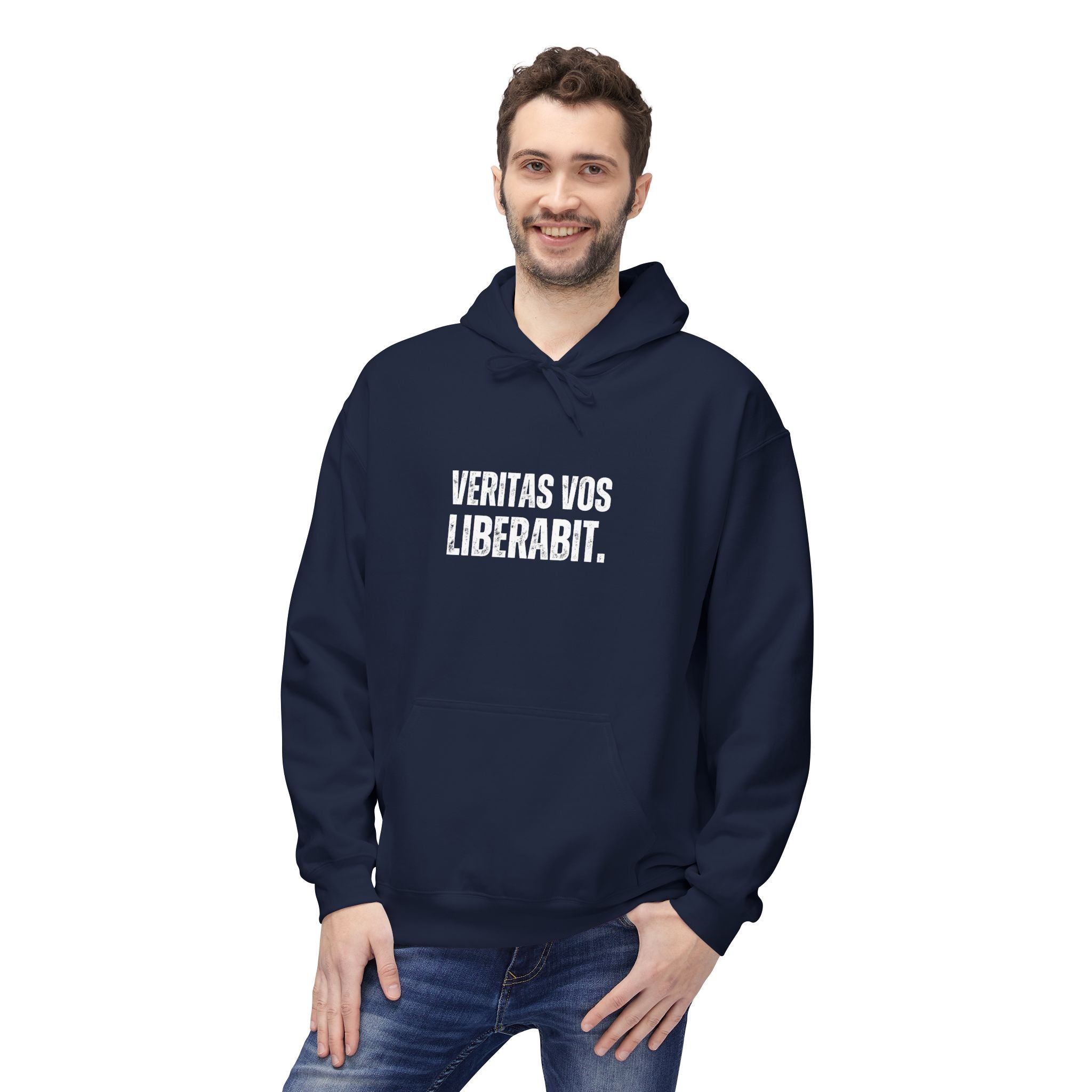 Ancient Quotes Fleece Hoodie | Veritas Vos Liberabit - Mythos Design