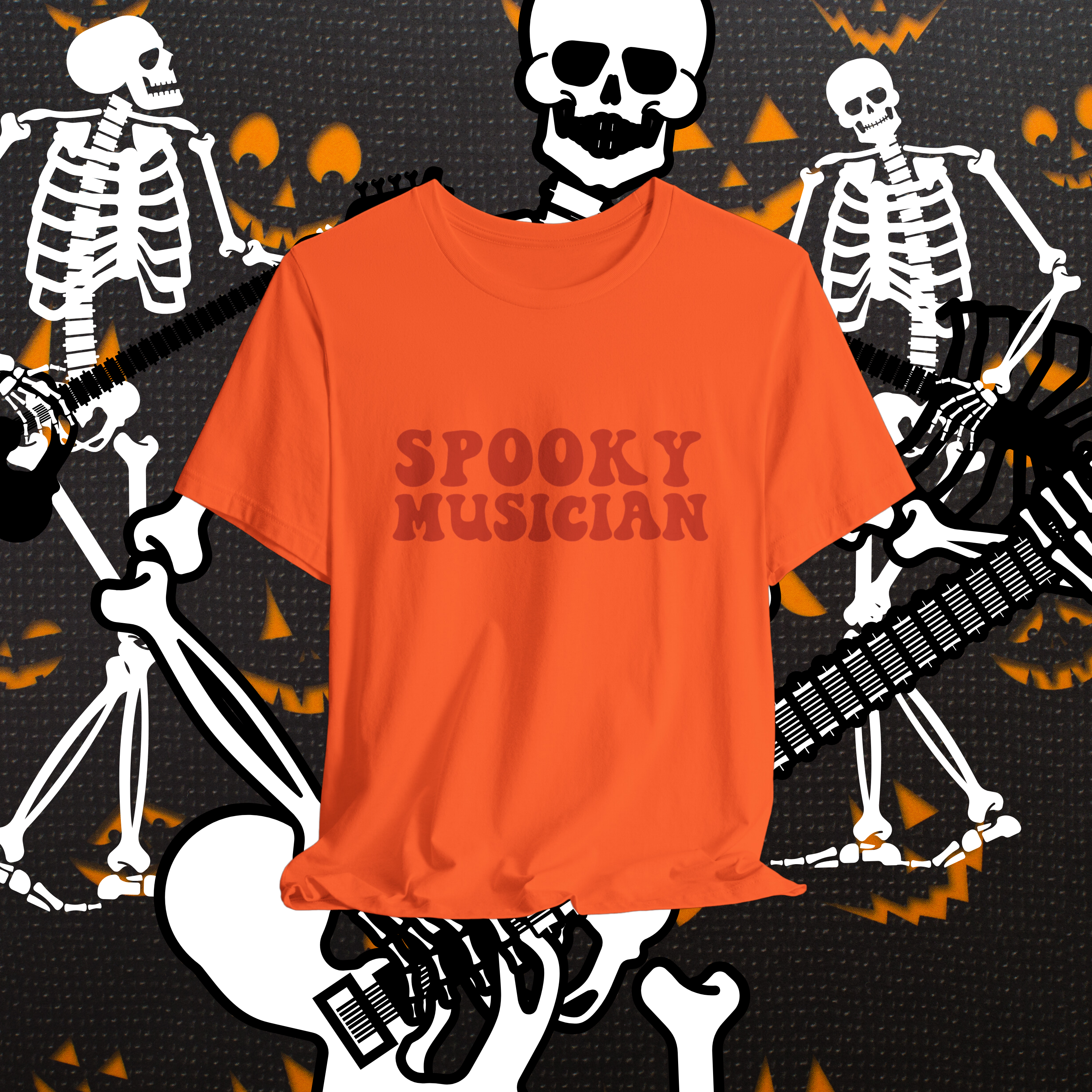 Spooky Musician Black T-Shirt | Minimalist Halloween Music Tee - Mythos Design