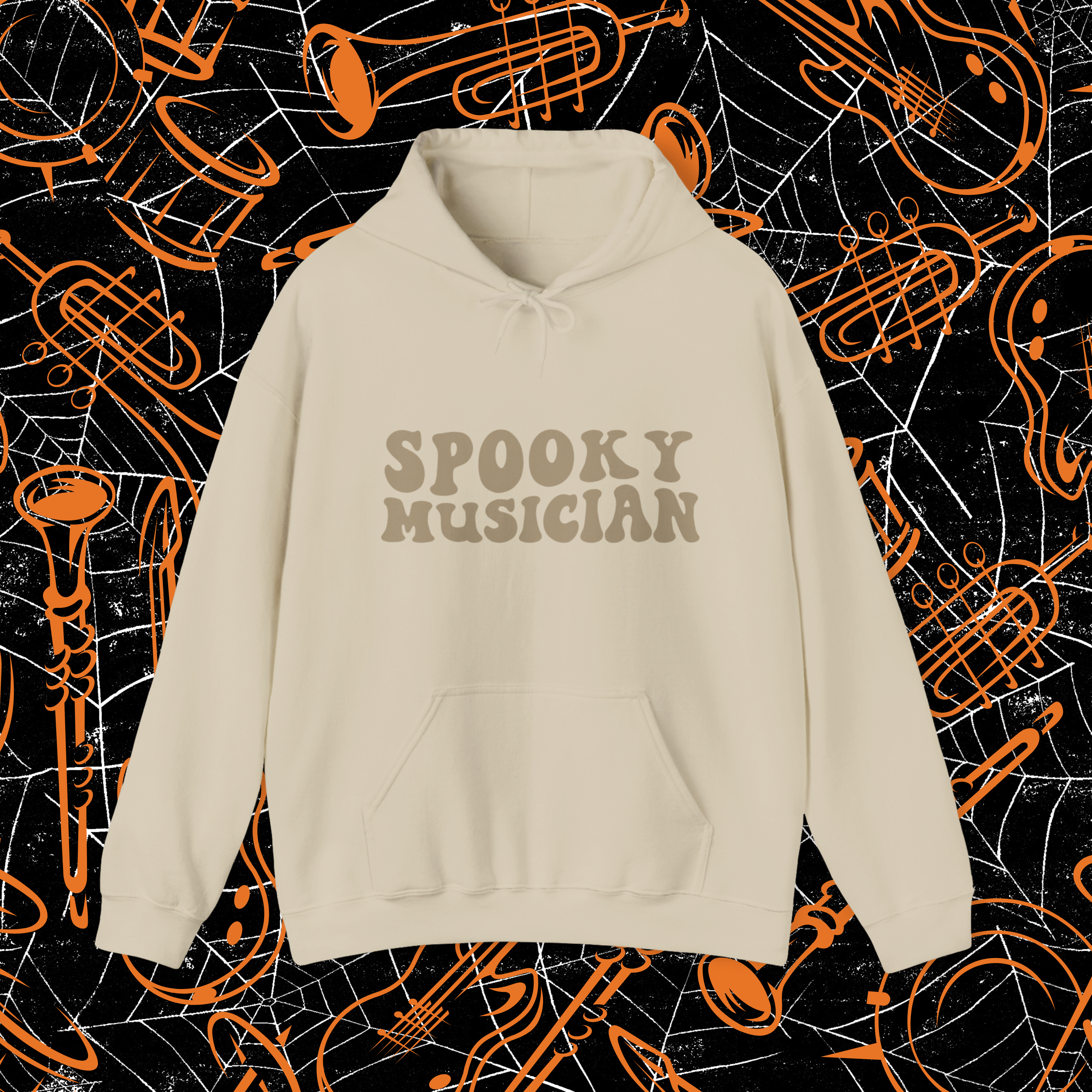 Spooky Musician Green Hoodie | Unisex Halloween Pullover - Mythos Design