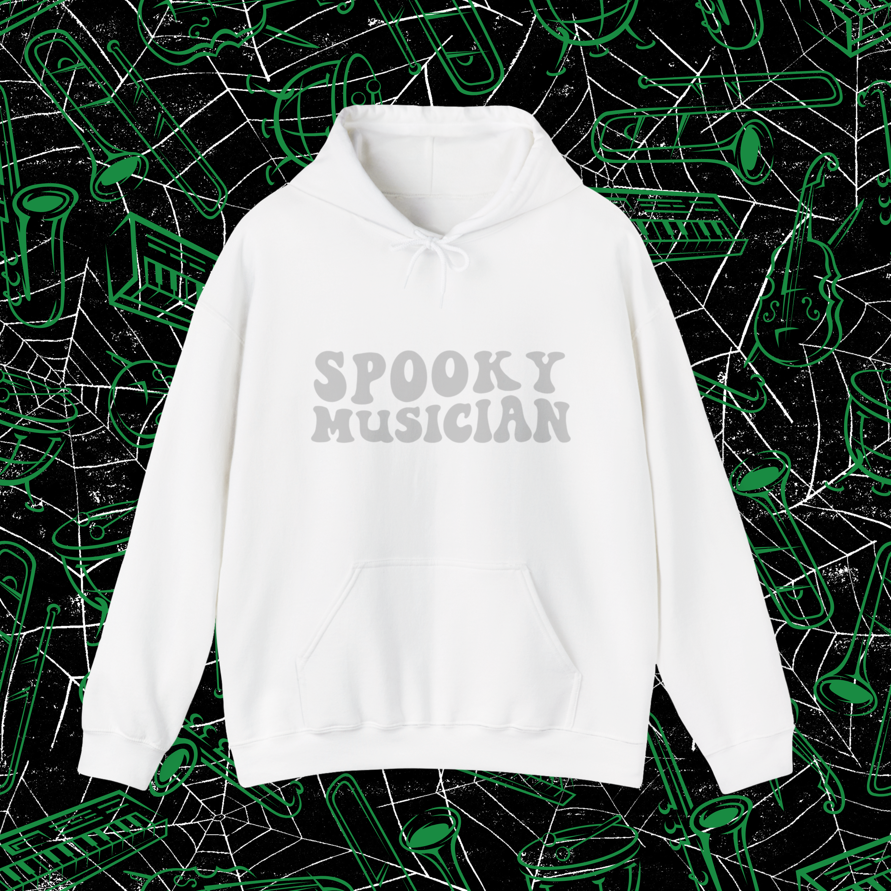 Spooky Musician Red Hoodie | Minimal Halloween Pullover - Mythos Design