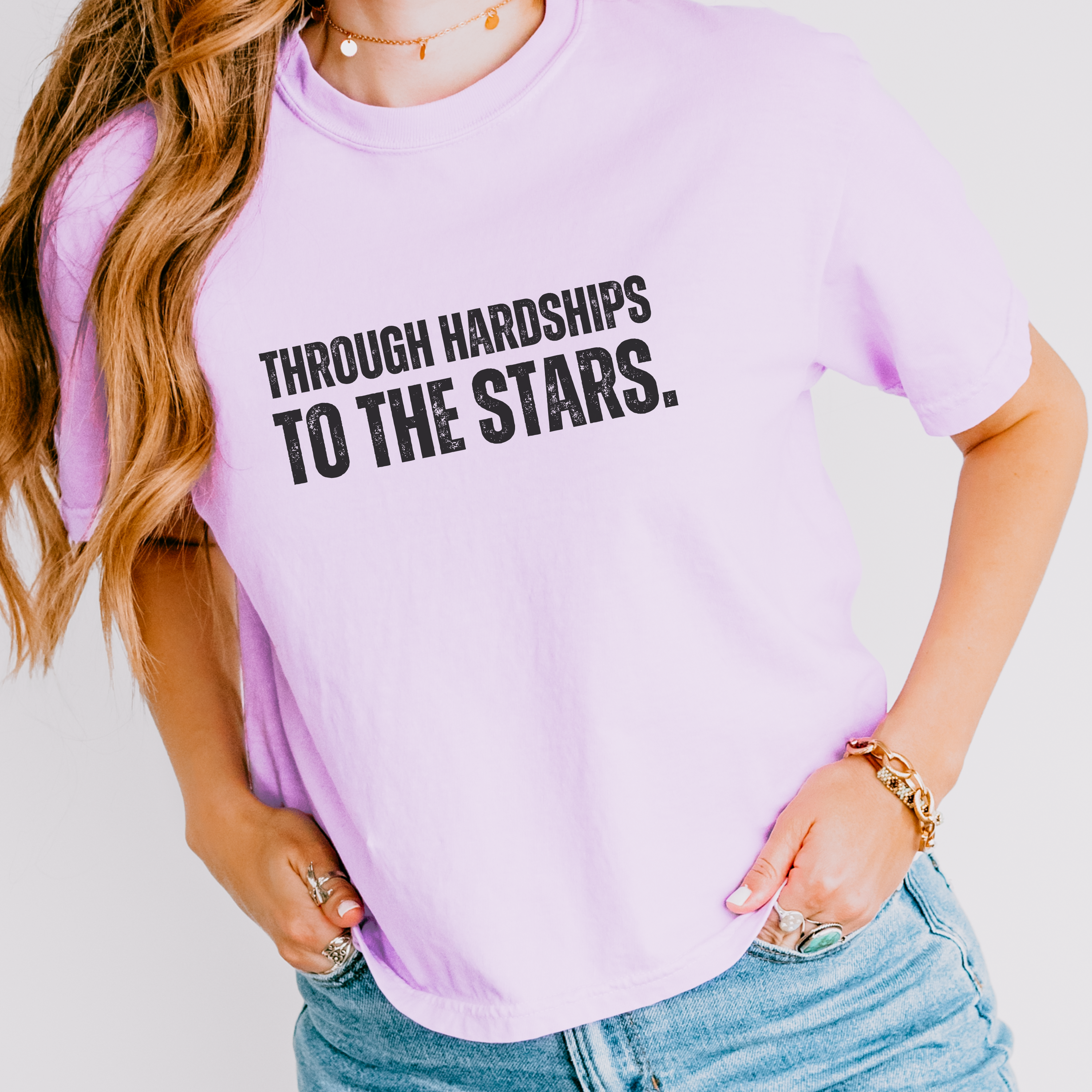 Wisdom Quote Shirt | Through Hardships to the Stars Boxy Tee - Mythos Design