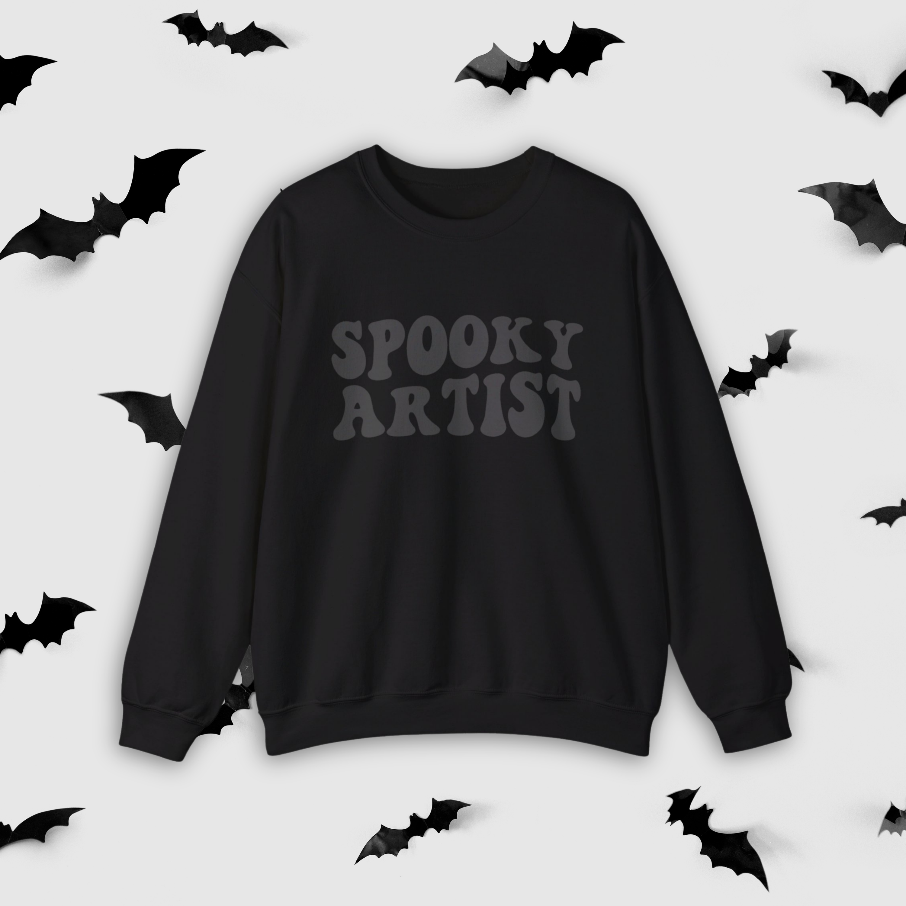 Spooky Artist Halloween Sweatshirt | Monochromatic Black Art Sweater - Mythos Design