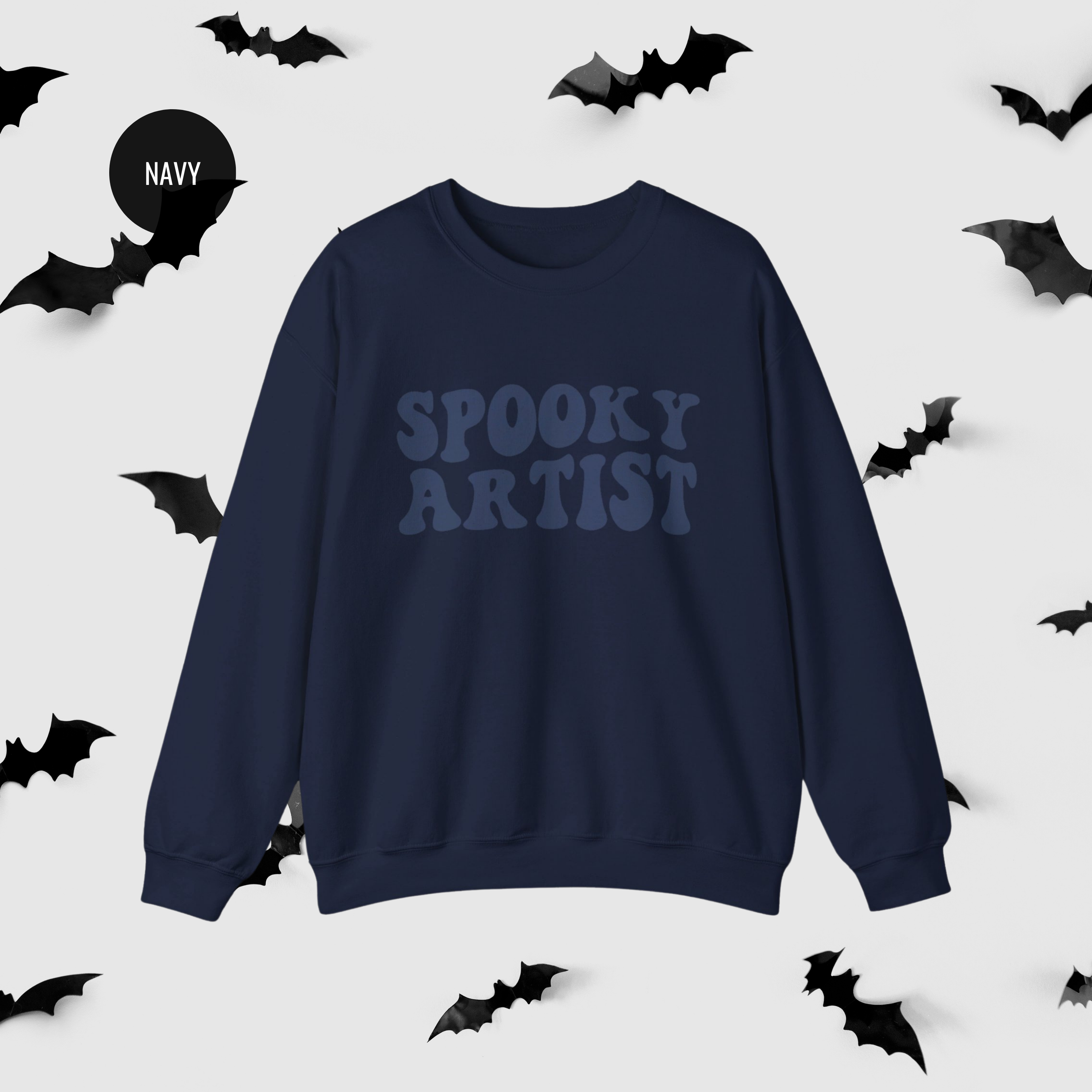 Spooky Artist Halloween Sweatshirt | Monochromatic Black Art Sweater - Mythos Design