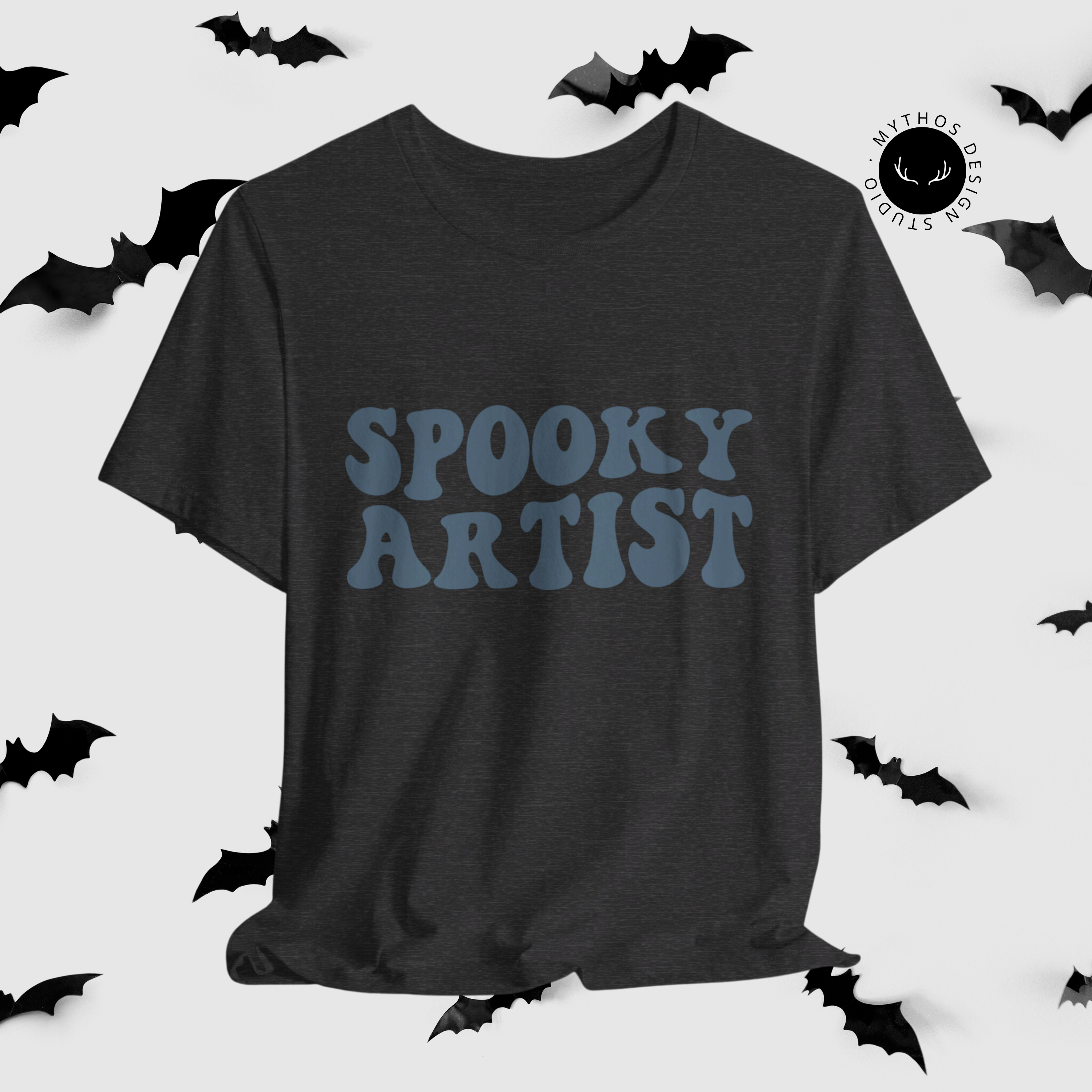 Spooky Artist Halloween T-Shirt | Retro Green Minimal Artist Tee - Mythos Design