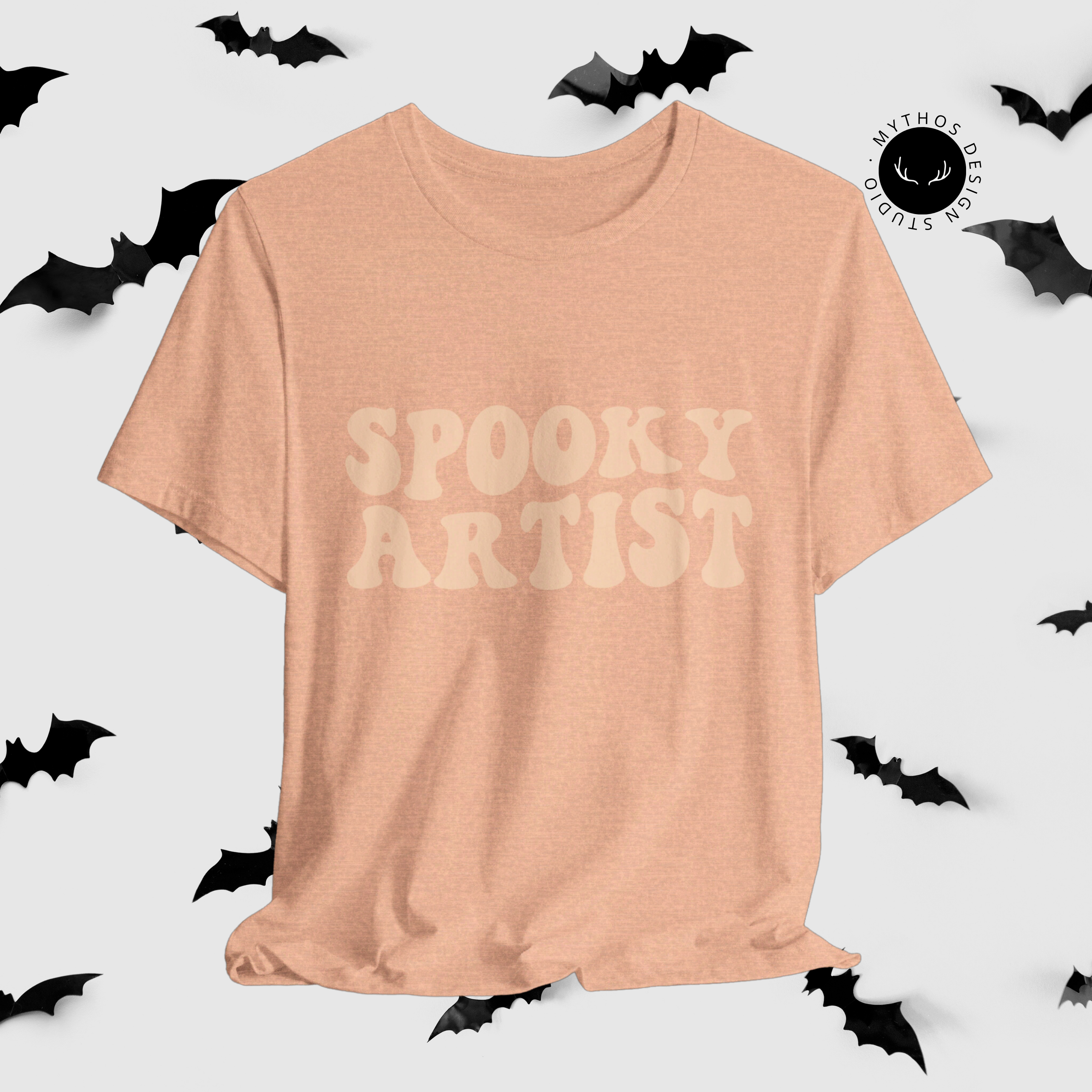 Spooky Artist Halloween T-Shirt | White Minimal Artist Tee - Mythos Design