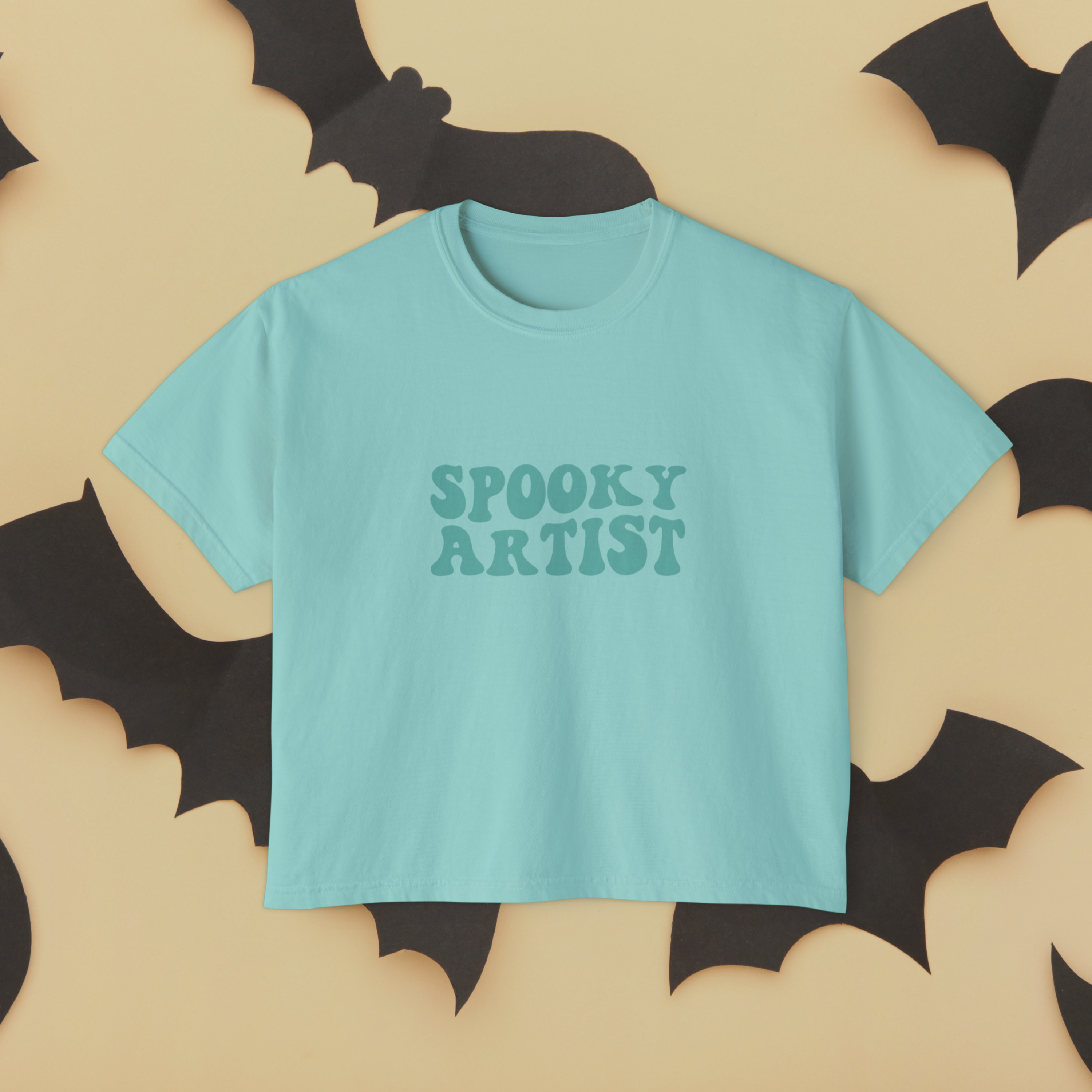 Spooky Artist Boxy T-Shirt | Retro Peachy Halloween Tee - Mythos Design