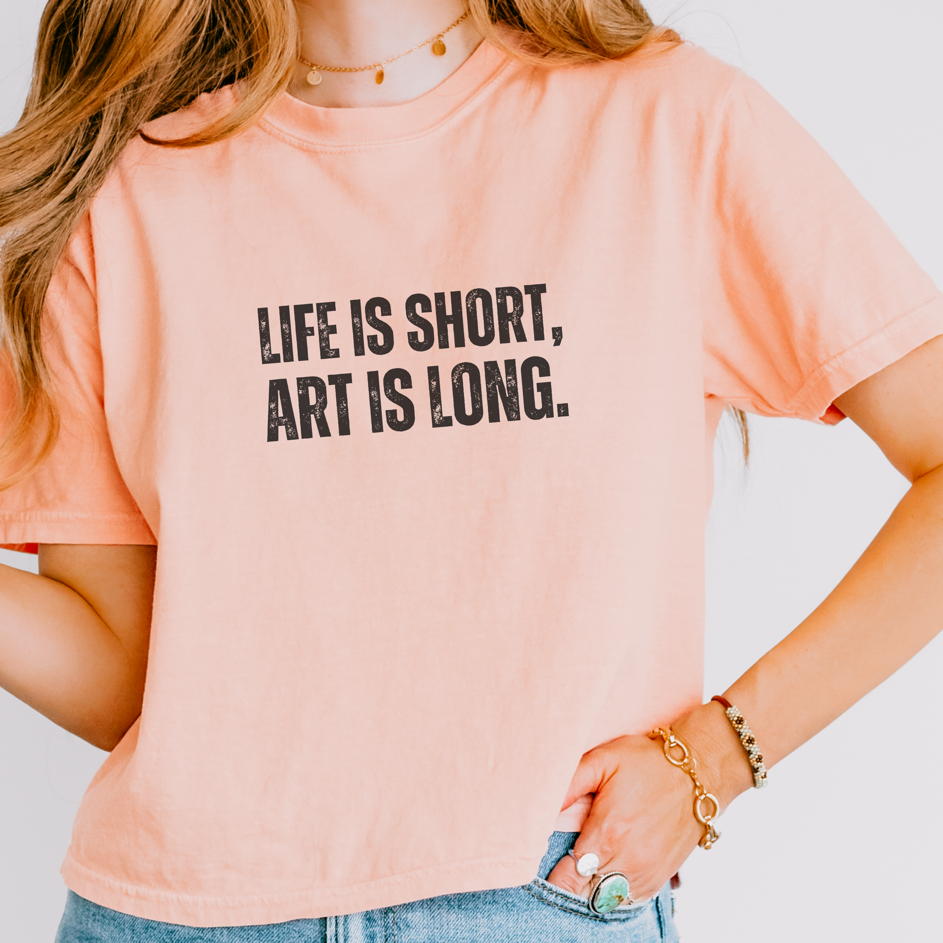 Art Quote Boxy T-Shirt | Life is Short Ancient Wisdom Tee - Mythos Design