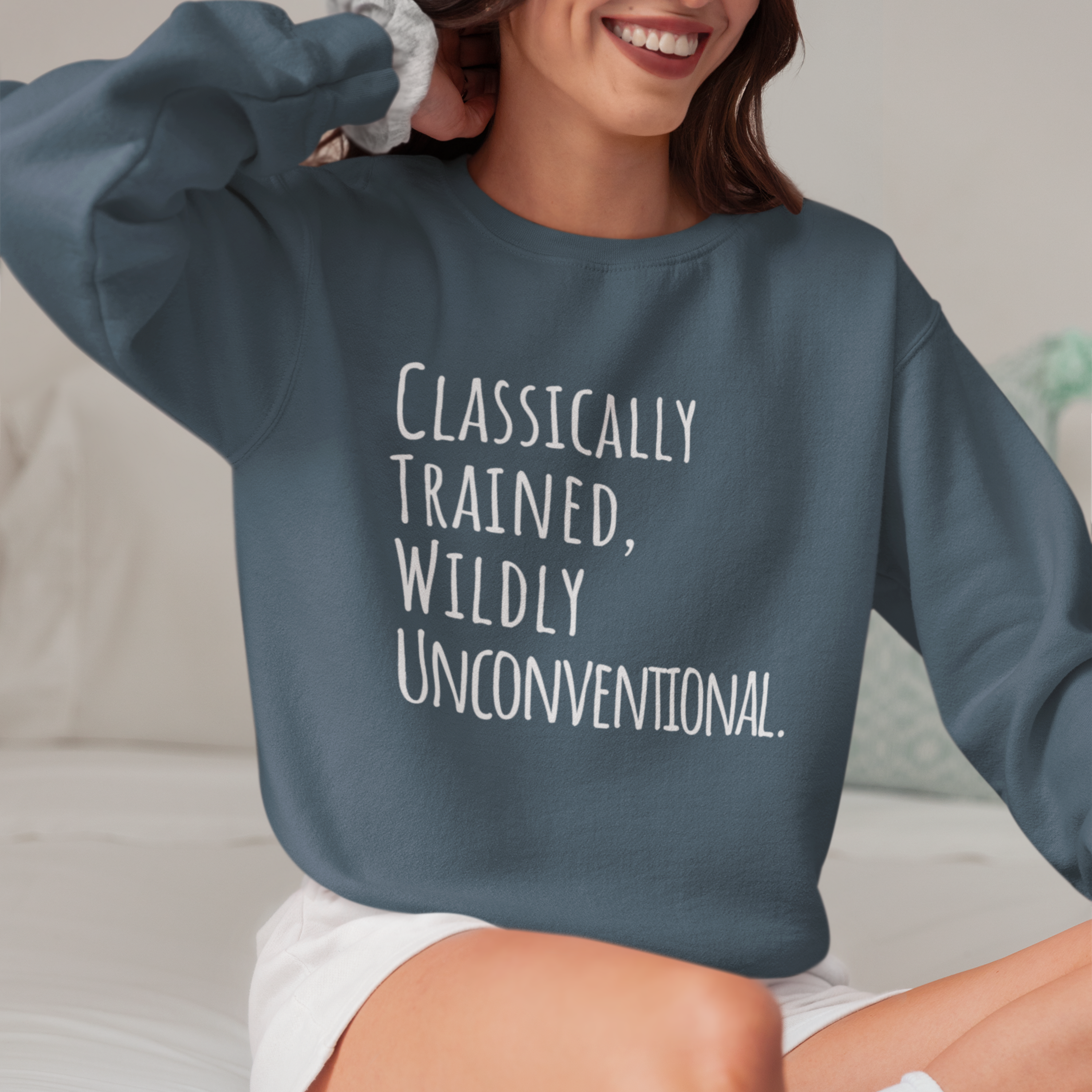 Unisex Artist Sweatshirt | Classically Trained, Wildly Unconventional | Art Pun Series Gift - Mythos Design