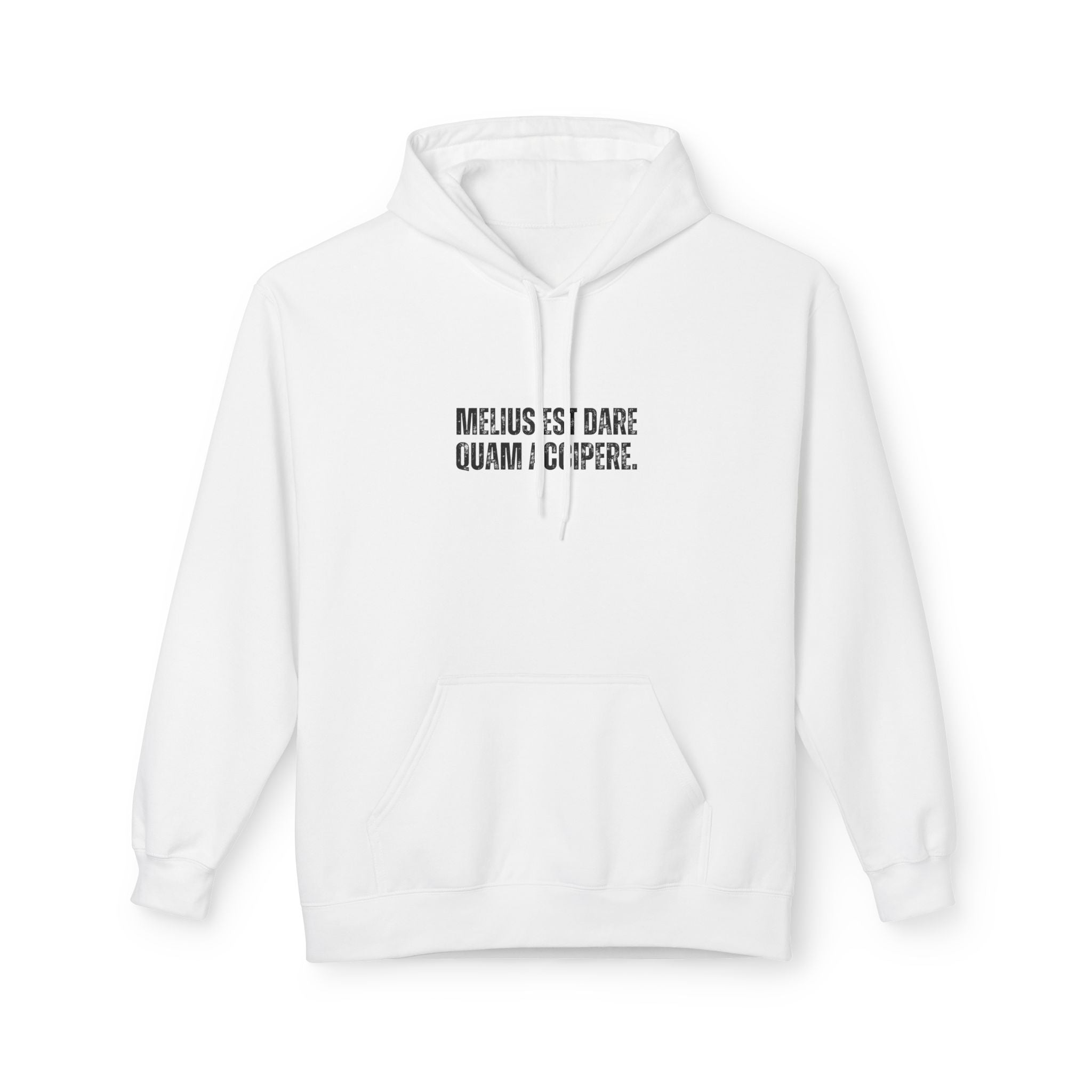 Ancient Quotes Fleece Hoodie | Melius Est Dare Quam Accipere - Mythos Design