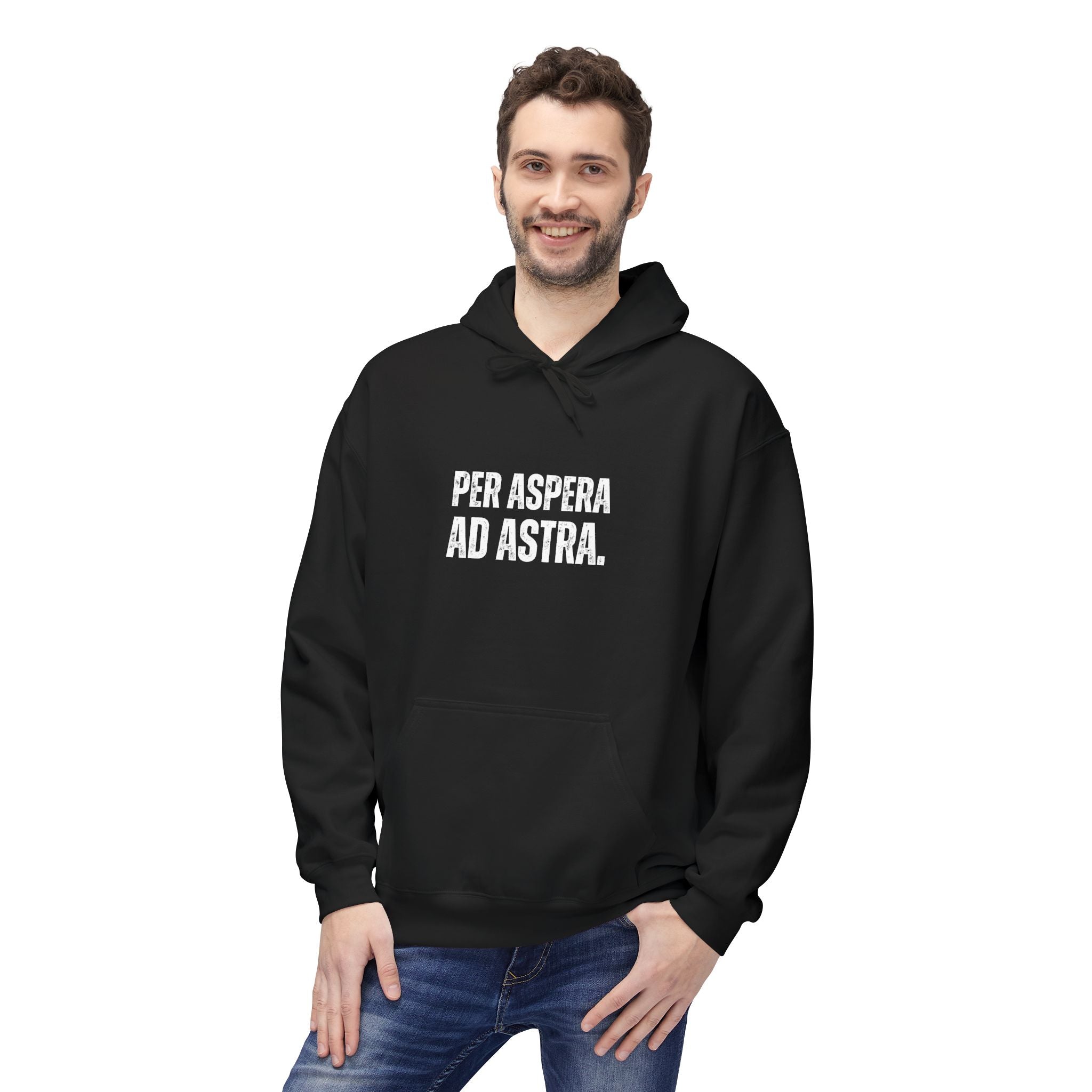 Ancient Quotes Fleece Hoodie | Per Aspera ad Astra - Mythos Design